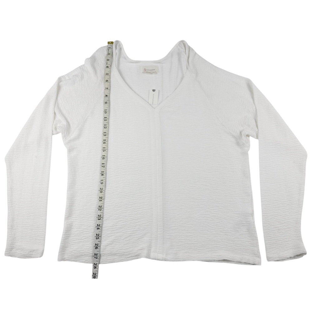 NWT Women's Anthropologie Basic V Neck Long Sleeve Blouse, Size XL, Ivory - Picture 3 of 8